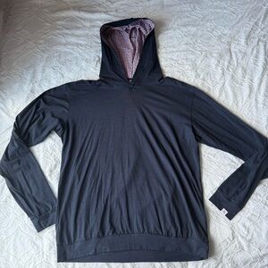 Coastal Crew Navy Blue Hoodie Shirt Long Sleeve Gingham Hood